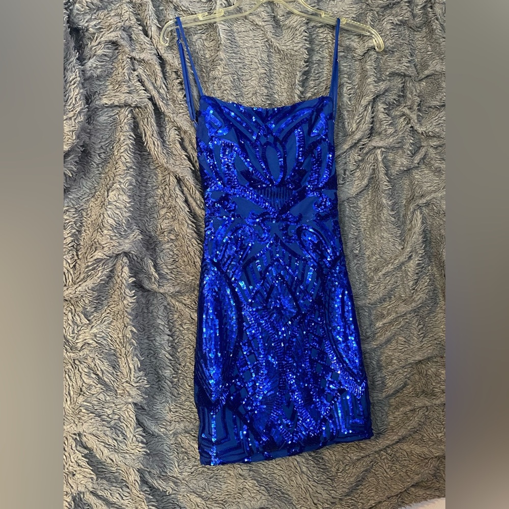 Blue and sequin cocktail dress